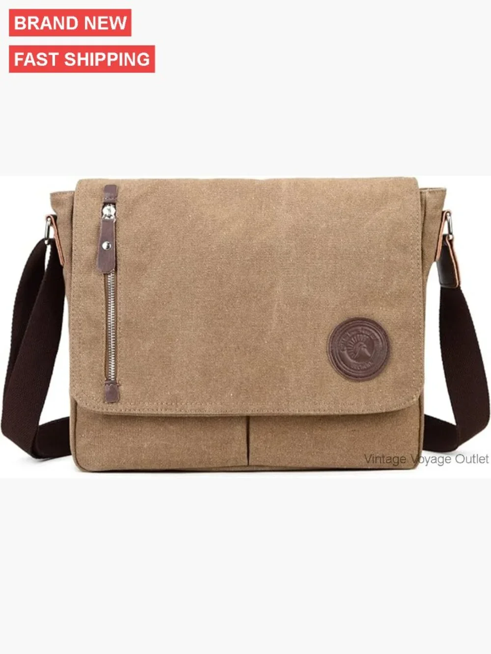 Canvas Messenger Bag Crossbody Shoulder Bag Adjustable Strap 11 Pockets